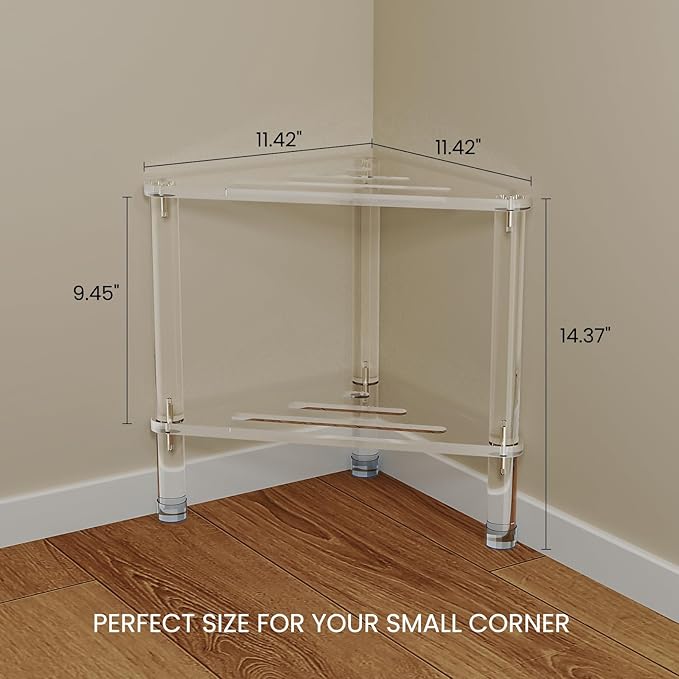 Acrylic Corner Shower Stool for Shaving Legs 11.42" D X 11.42" W X 14.37" H - Image 2