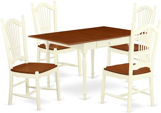 East West Furniture MZDO5-WHI-W 5 Piece Dining Room Furniture Set Includes a by EastWestFurniture