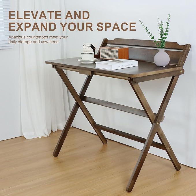 Folding Desk No Assembly Required Small Size, Foldable Computer Desk - Image 4