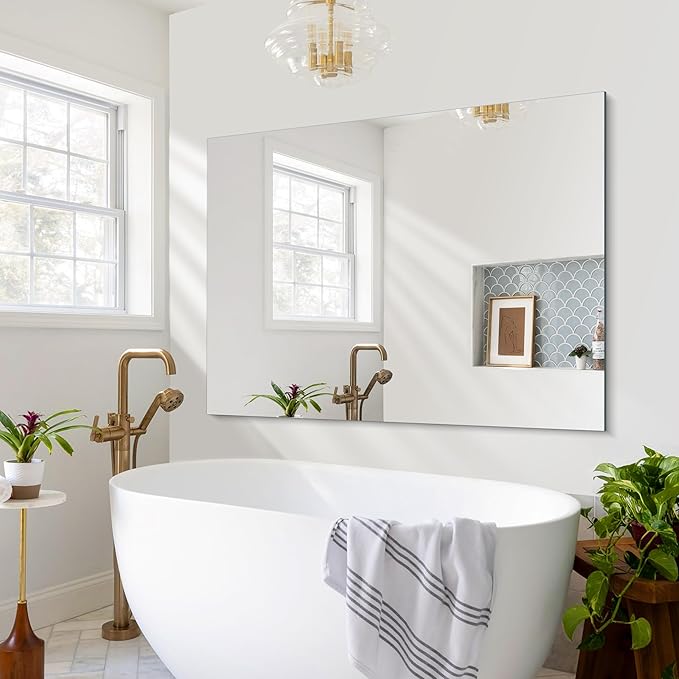 Frameless Rectangle Mirror, 36x48 Inch Large Bathroom Mirrors - Image 6