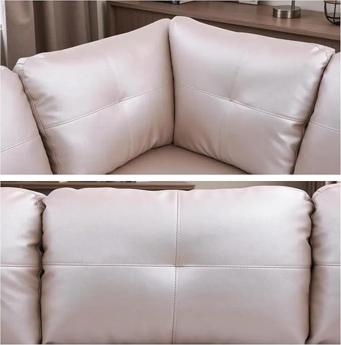 L-Shaped Sectional Sofa with Ottoman, Right-Facing Leather Modern Couch with - Image 5
