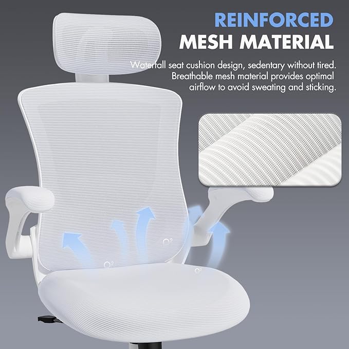 High Back Office Chair with Adjustable Lumbar Support & Headrest, Ergonomic - Image 5