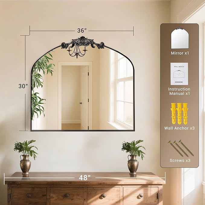 MISSDAY Vintage Matte Black Baroque Mirror - Image 6