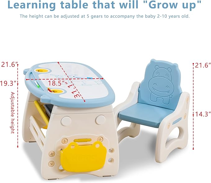 Kids Table and Chair Set The Table Can Be Graffiti and The Height Can Be Raised - Image 2
