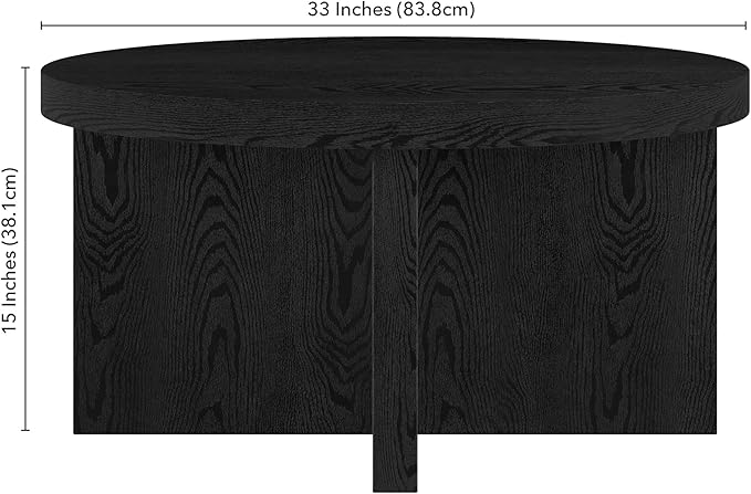 Henn&Hart 33" Round Wood Pedestal Low-Profile Coffee Table - Image 2