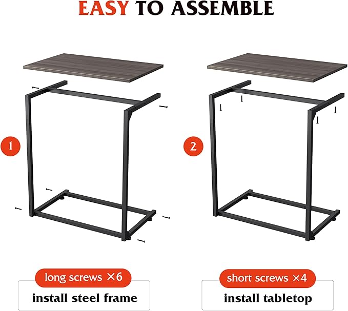 WLIVE C Shaped End Table, Small Couch Side Table - Image 6