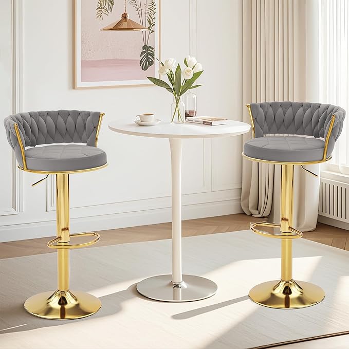 VECELO Bar Stools Set of 4, Adjustable Barstools Counter Height Stools - Image 7