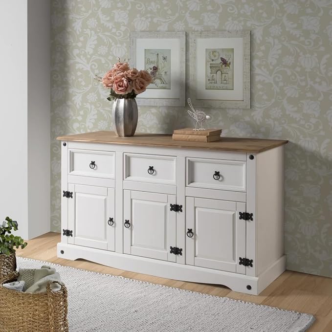 OS Home and Office Furniture Cottage Series Wood Buffet Sideboard in White - Image 2