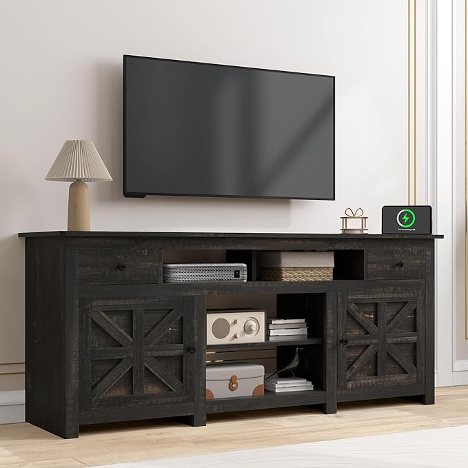 DWVO Farmhouse TV Stand for 75/80 Inches TVs, Entertainment Centers Furniture by DWVO