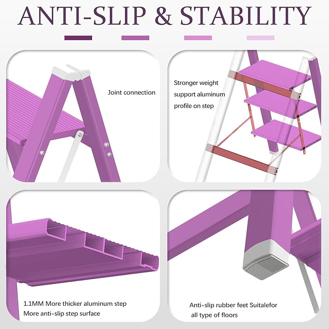 3 Step Lightweight Folding Ladder - Image 3