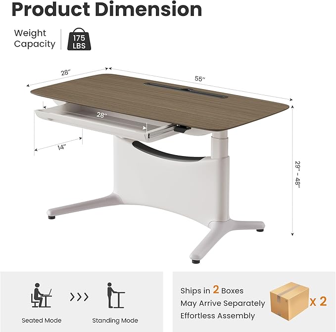 COLAMY Electric Adjustable Standing Desk – 48 x 28 Inch Sit Stand Desk - Image 2