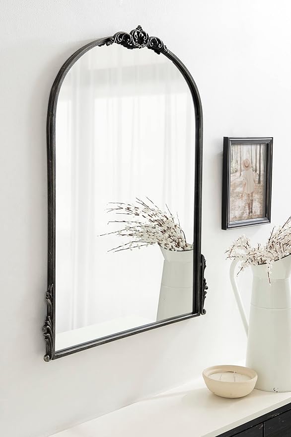 Kate and Laurel Myrcelle Traditional Arched Mirror; 25 x 33; Black; Decorative - Image 3