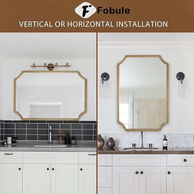 24"x36" Mirror for Wall, Scalloped Corners Rectangle Decorative Mirror - Image 4