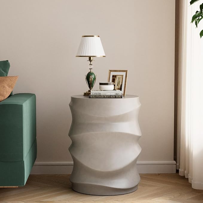 COSIEST Set of 2 Outdoor Side Table, 2 Pieces Concrete Table - Image 4