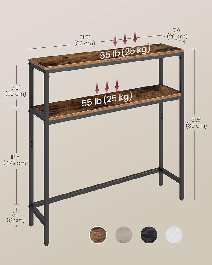 VASAGLE Console Table, 2-Tier Narrow Sofa Table - Image 3