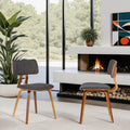 Armen Living Jaguar Mid-Century Dining Chair in Walnut Wood and Charcoal Fabric by ArmenLiving