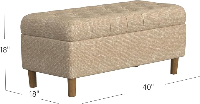 HomePop Home Decor | Tufted Ainsley Button Storage Ottoman Bench - Image 3