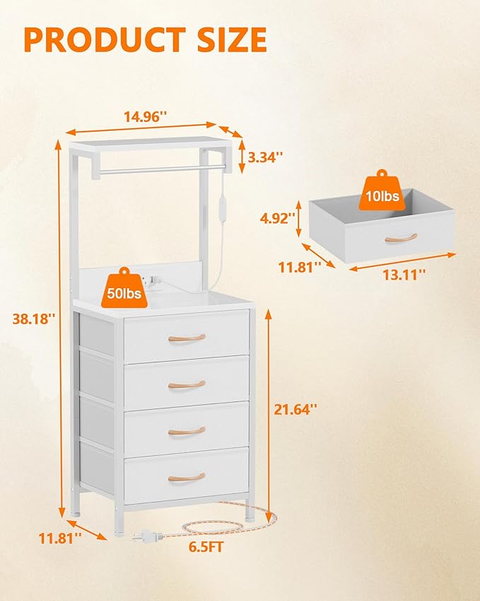 Furnulem Nightstand, Bedside Table - Image 3