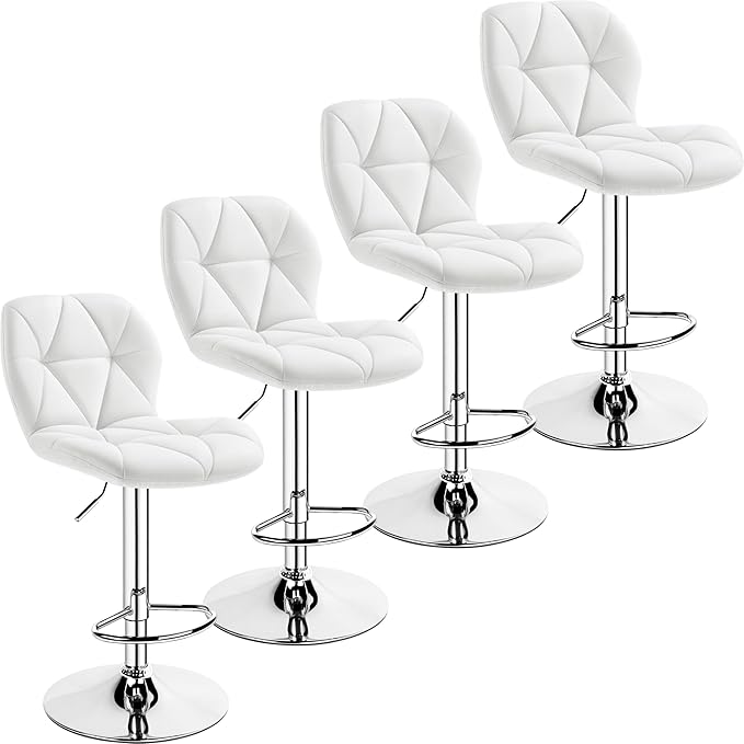 Yaheetech Bar Stools Set of 4, Adjustable PU Leather Swivel Barstools, Modern by Yaheetech
