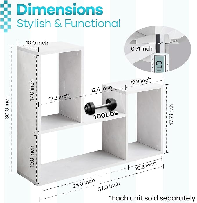 Kaboon Free-Form Modular Shelving Unit, Freestanding Bookcase 10 Inches Deep - Image 3