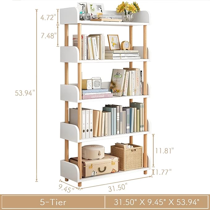 5-Tier Wooden Open Bookcase - Image 2
