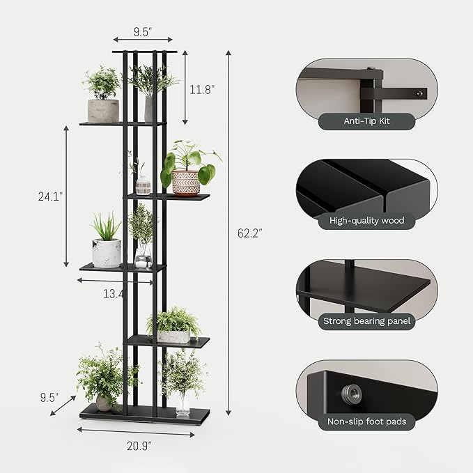 Bookshelf，Small Bookcase for Small Space，6-Tier Bookshelf for Living Room - Image 2