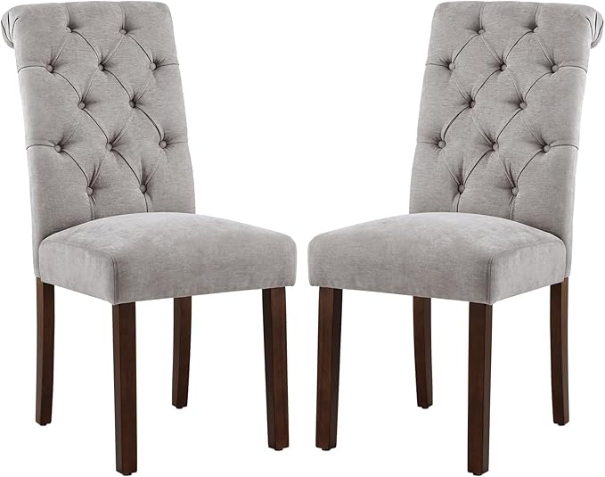 COLAMY Button Tufted Dining Chairs Set of 2, Parsons Upholstered Fabric Dining by COLAMYINC