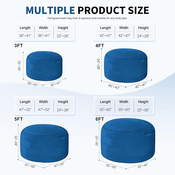 Homguava 5FT Bean Bag Chair Giant BeanBag - Image 2