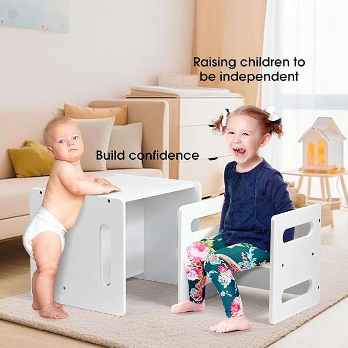 Kids Table and Chair Set, Montessori Weaning Table and Chair, Natural Bamboo - Image 3
