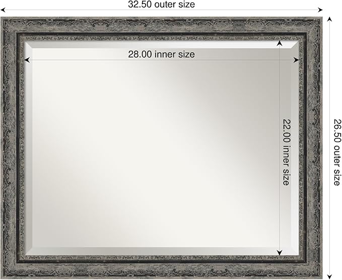 Amanti Art Bathroom Mirror for Over Sink, 27x33 Filigree Matte Black Rectangle - Image 3