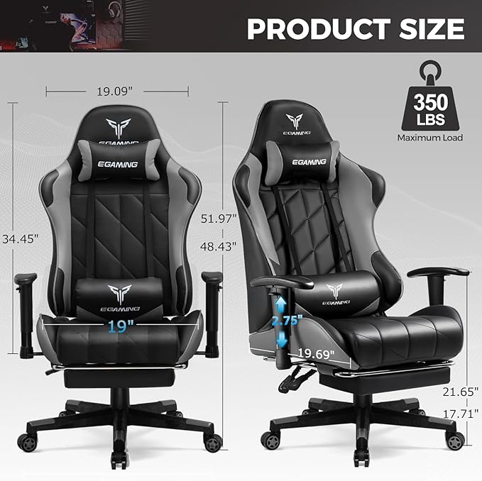 Gaming Chair with 3D Adjustable Armrests, Cow Print Design, Ergonomic Office - Image 3
