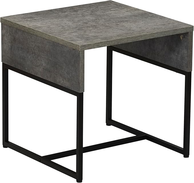 Household Essentials Wrap Square Side End Table Rustic Slate Concrete and Black by HouseholdEssentials