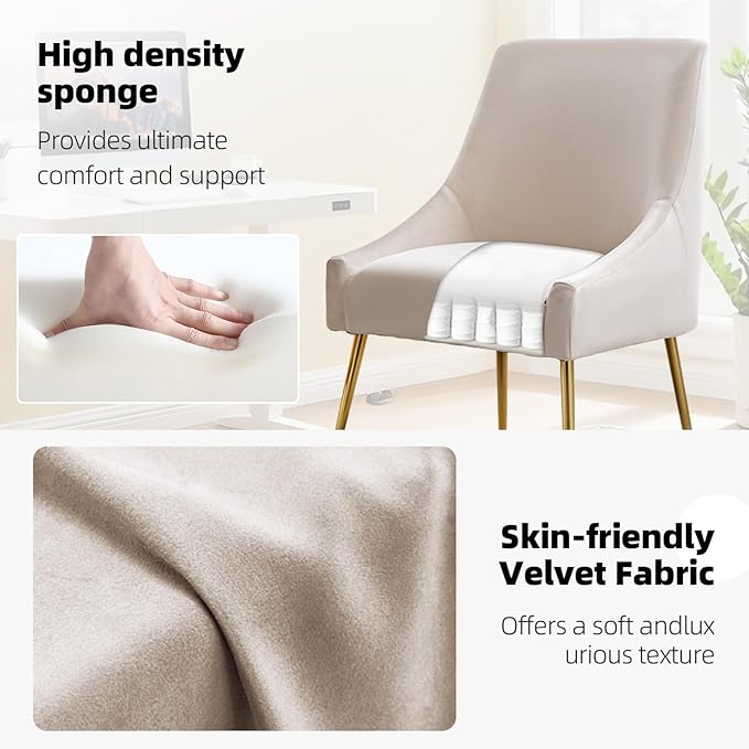 Velvet Dining Chairs Set of 2, Upholstered Dining Chairs - Image 4
