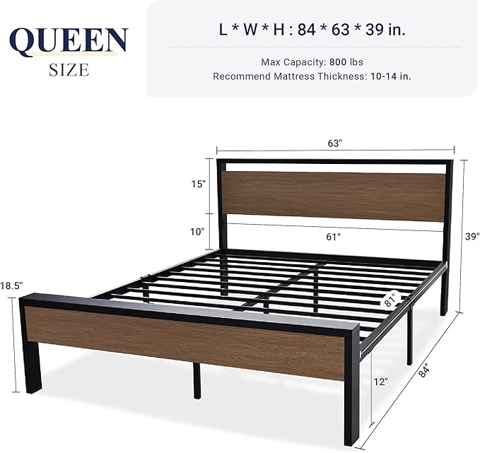 Allewie Queen Size Platform Bed Frame - Image 2