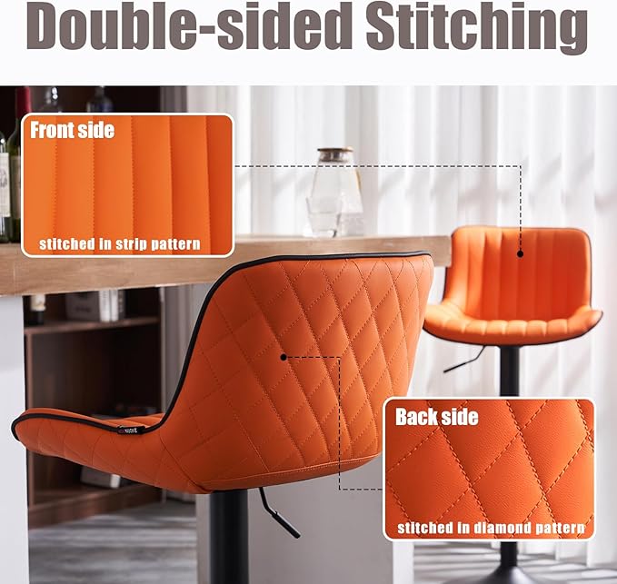 YOUNIKE Orange Bar Stools Set of 2 Kitchen Counter Height Barstools - Image 4