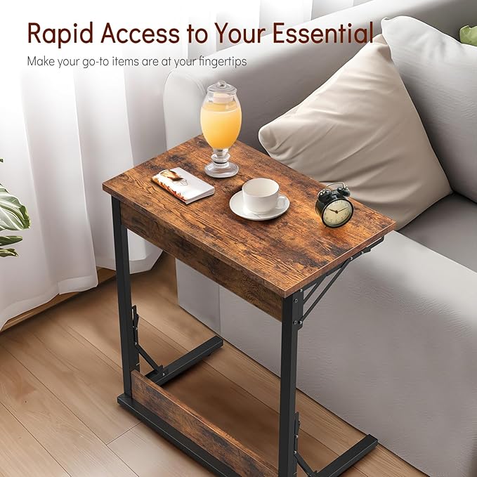 Tatub 24" Folding C Shaped End Table Set of 2, Small Sofa Side Laptop Desk - Image 5
