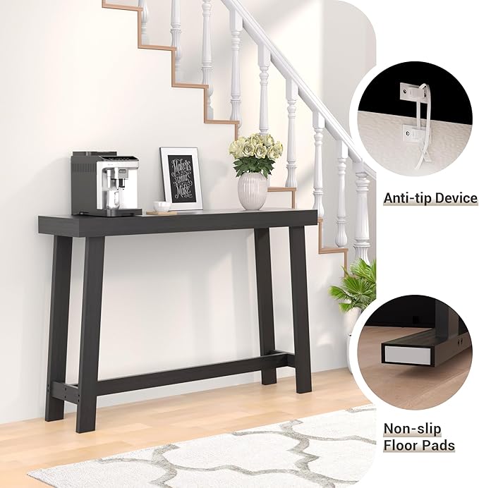 Bamboo Wood Entryway Table 47.2" Console Table, Narrow Sofa Table - Image 6