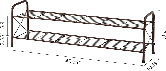 Hoctieon 2 Tier Shoe Rack for Closet, Durable Mesh Style Shoe Rack, Entryway - Image 3