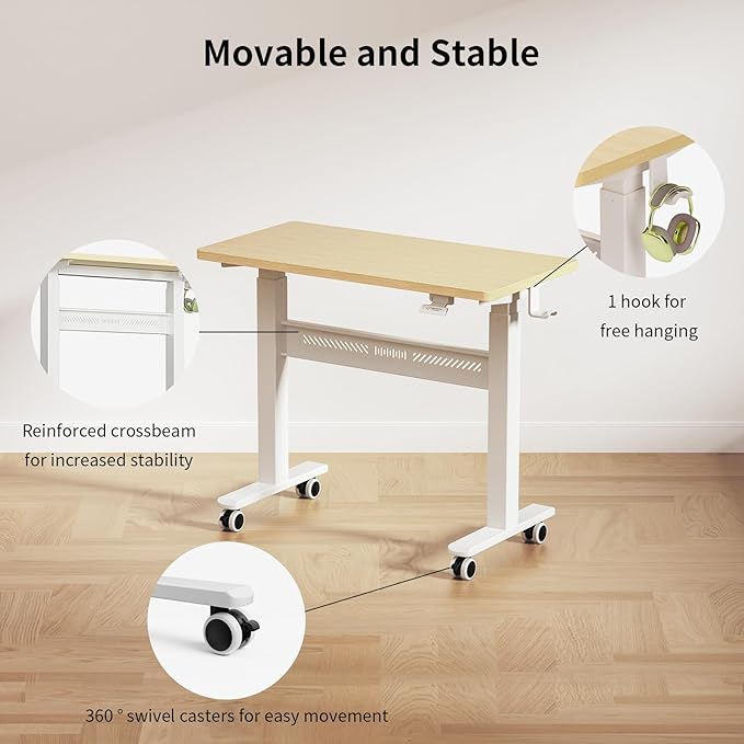 Mobile Walking Pad Desk with Wheels, Pneumatic Small Rolling Standing Desk - Image 6