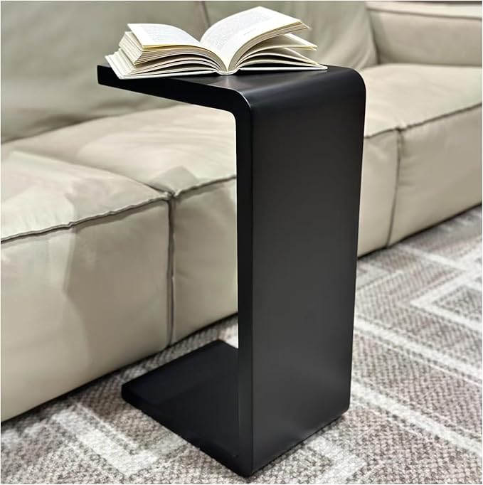 C Shaped End Table, Solid Wood C Side Table by Unknown