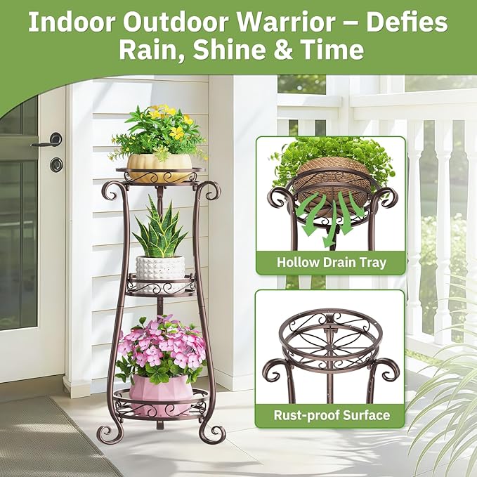KMOTASUO 3 Tier Metal Plant Stand - Image 4