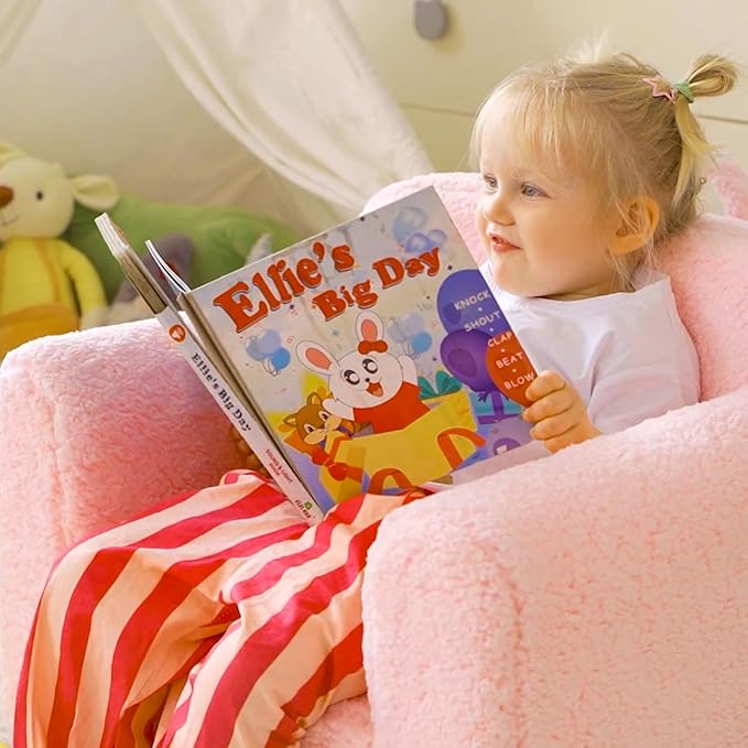 ALIMORDEN Kids Ultra-Soft Snuggle Foam Filled Chair, Toddler Cuddly Sherpa - Image 2