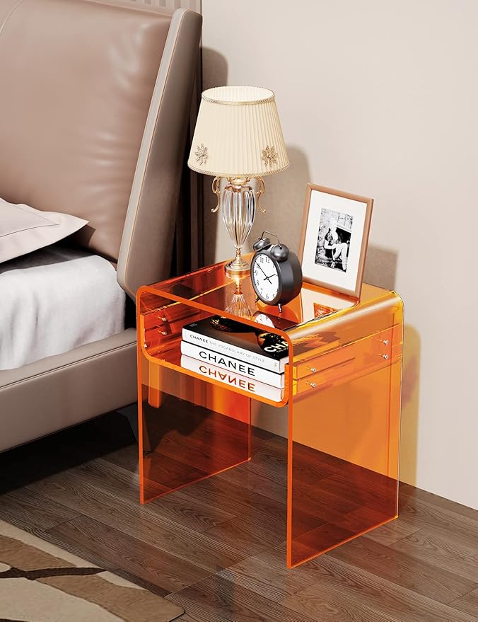 Clear Acrylic End Table 2-Tier Bedside nightstand - Image 4