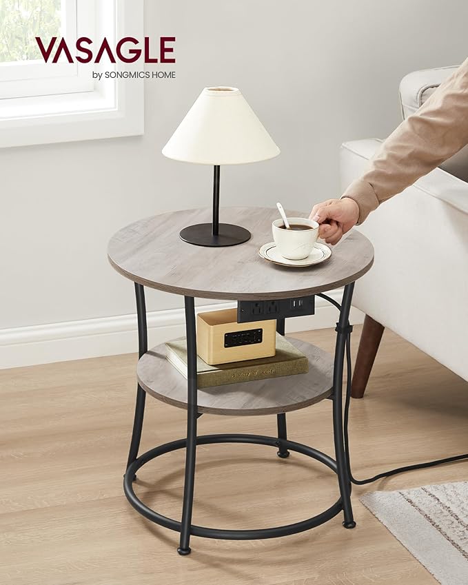 VASAGLE Side Table, 2-Tier Round End Table - Image 2