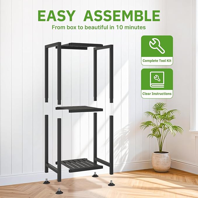 KMOTASUO 3 Tiered Black Tall Plant Stand - Image 6
