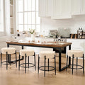 Modern Dining Chairs Set of 4, 23.6" Beige Round Backless Boucle Sherpa by Viroformo