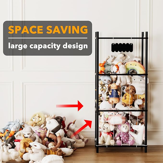 SpaceAid Stuffed Animal Storage Organizer, Wood Animals Zoo Toy Plushies - Image 3