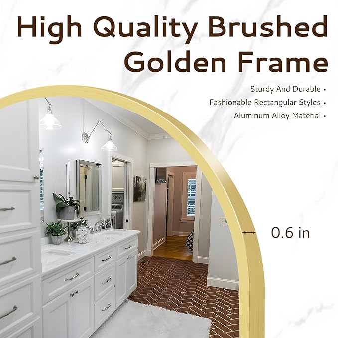 Circular Mirror Gold Round Mirror 18 Inch Round Bathroom Mirror Wall Mirrors - Image 3