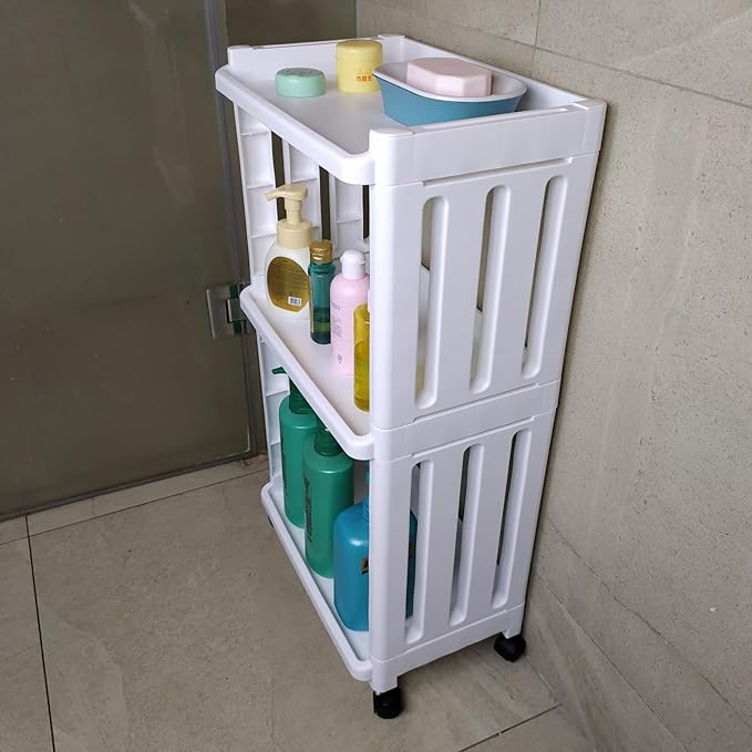 3 Tier Rolling Storage Cart Organizer Shelf on Wheels Movable Organization Rack - Image 2