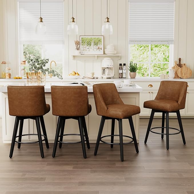 Vipbear Swivel Counter Height Bar Stools Set of 4, 26.8" H Counter Stools by VipbearLiving